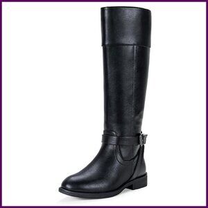 Women's Knee High Riding Boots with Buckle & Zipper, Wide Calf & Widths